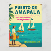  Honduras Puerto AMAPALA Retro poster ポストカード (正面)