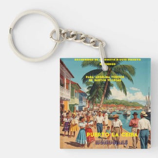 Honduras Puerto LA CEIBA Retro poster キーホルダー