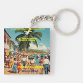 Honduras Puerto LA CEIBA Retro poster キーホルダー (裏面)