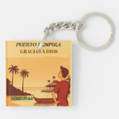Honduras Puerto Lempira Retro poster キーホルダー (裏面)
