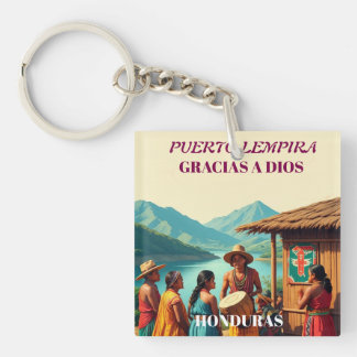 Honduras Puerto LEMPIRA Retro poster キーホルダー