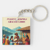  Honduras Puerto LEMPIRA Retro poster キーホルダー (裏面)
