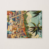  Honduras Puerto Tela Retro poster ジグソーパズル (横)