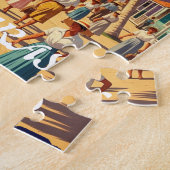  Honduras Puerto Tela Retro poster ジグソーパズル (側面)