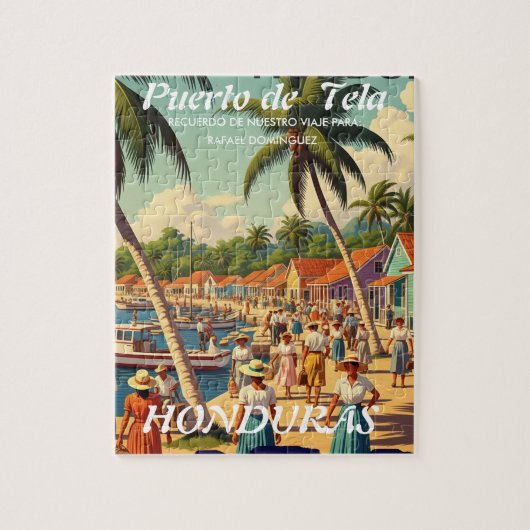  Honduras Puerto Tela Retro poster ジグソーパズル (縦)