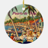 Honduras Puerto Tela Retro poster セラミックオーナメント (裏面)