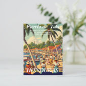  Honduras Puerto Tela Retro poster ポストカード (スタンド正面)