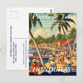  Honduras Puerto Tela Retro poster ポストカード (正面/裏面)