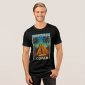  Honduras Ruinas de Copán Retro poster トライブレンドＴシャツ (正面全面)