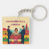 Honduras SAN PEDRO SULA Retro poster キーホルダー (裏面)