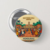  Honduras  SAN PEDRO SULA  Retro poster 缶バッジ (正面&裏面)