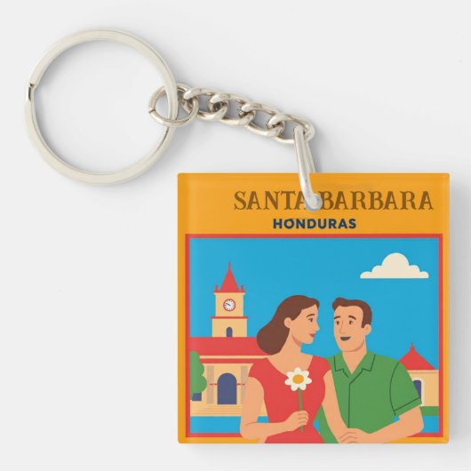  Honduras Santa Barbara Retro poster キーホルダー (正面)