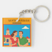  Honduras Santa Barbara Retro poster キーホルダー (裏面)