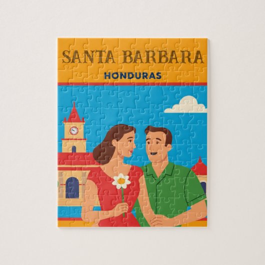  Honduras Santa Barbara Retro poster ジグソーパズル (縦)