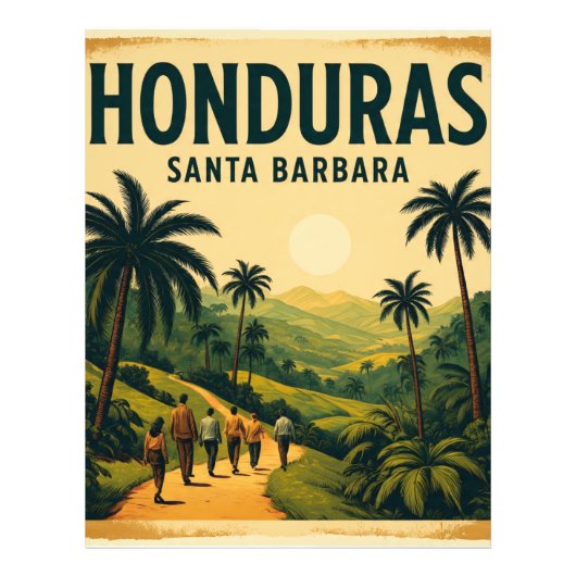  Honduras Santa Barbara Retro poster フォトプリント (正面)