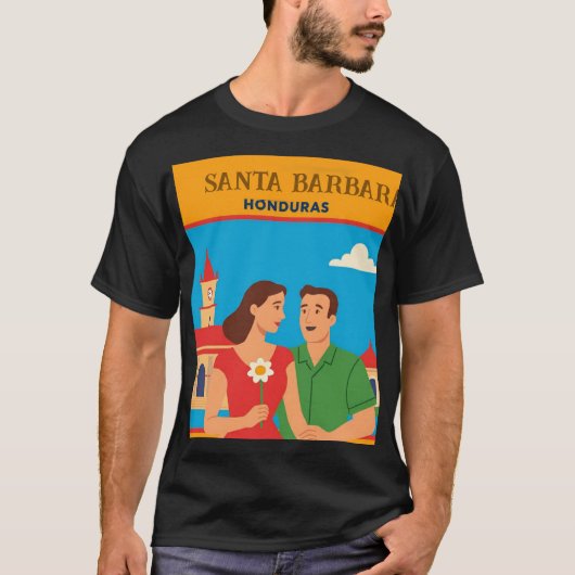 Honduras Santa Barbara Retro poster Tシャツ (正面)
