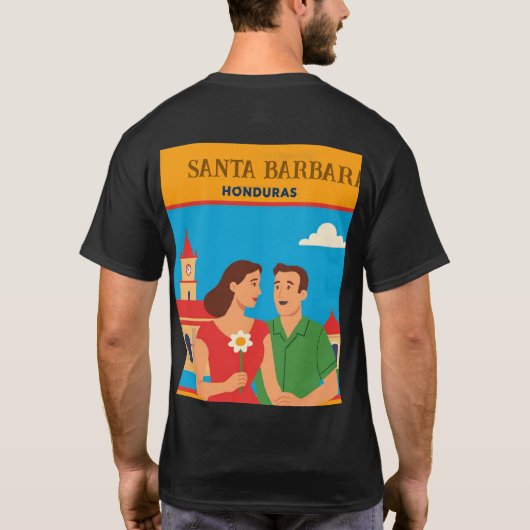  Honduras Santa Barbara Retro poster Tシャツ (裏面)