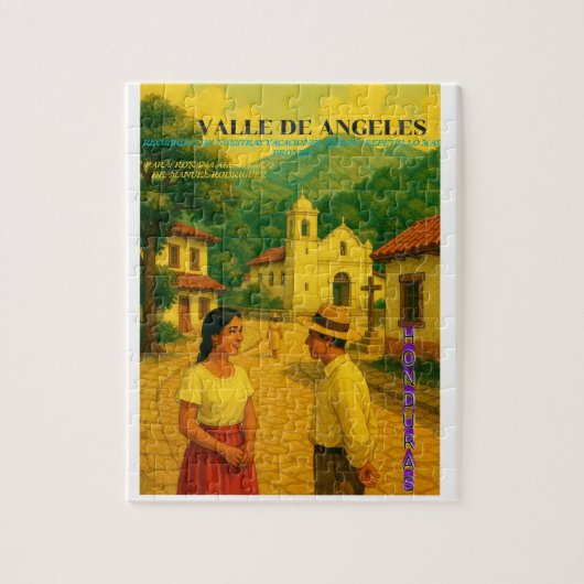  Honduras Valle de Angeles Retro poster ジグソーパズル (縦)