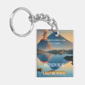  Honduras Yojoa Lake Retro poster  キーホルダー (正面左)