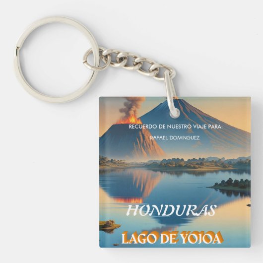  Honduras Yojoa Lake Retro poster  キーホルダー (正面)