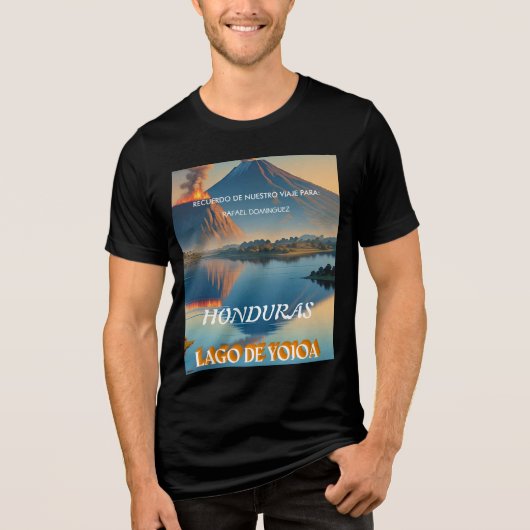 Honduras Yojoa Lake Retro poster トライブレンドTシャツ (正面)