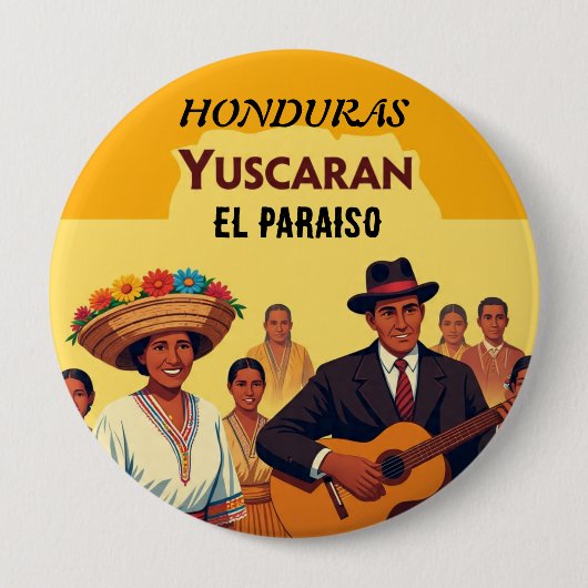 Honduras YUSCARAN Retro poster 缶バッジ (正面)