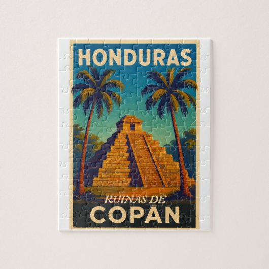  HondurasRuinas de Copán Retro poster ジグソーパズル (縦)