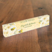 Honecomb happy bumble bees花模様ボスbabeおもしろい デスクネームプレート (側面)