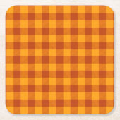Honey Amber Buffalo Check スクエアペーパーコースター (正面)