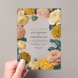 Honey Amber, Caramel Rose & Soft Marzipan Wedding アクリル招待状