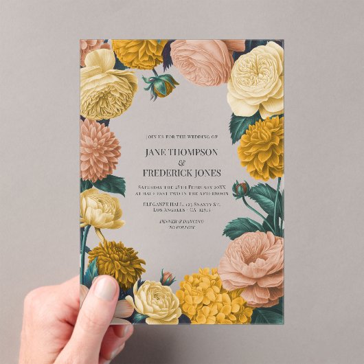 Honey Amber, Caramel Rose & Soft Marzipan Wedding アクリル招待状 (インサイチュ (ポータブル))