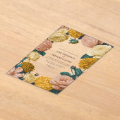 Honey Amber, Caramel Rose & Soft Marzipan Wedding アクリル招待状 (レイダウン)