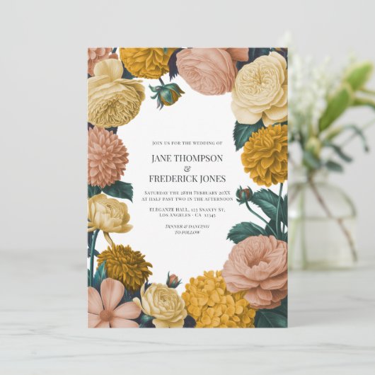 Honey Amber, Caramel Rose & Soft Marzipan Wedding 招待状 (スタンド正面)