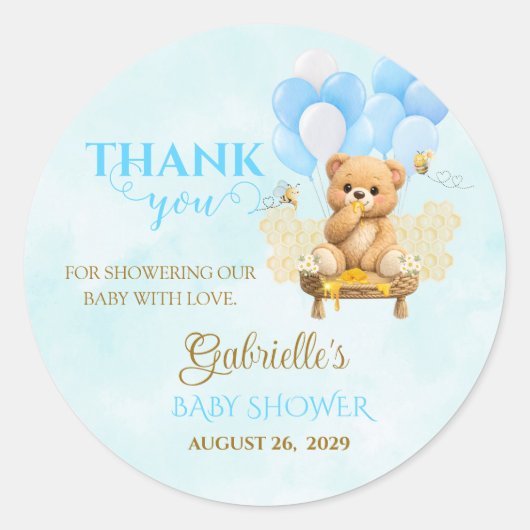 Honey Baby Shower - Teddy Bear Baby Shower ラウンドシール (正面)
