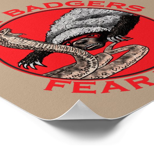 Honey Badger Cobra Funny Fear no Evil Quote ポスター (角)