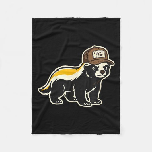 Honey Badger I Don't Care Trucker Funny Animal Art フリースブランケット (正面)