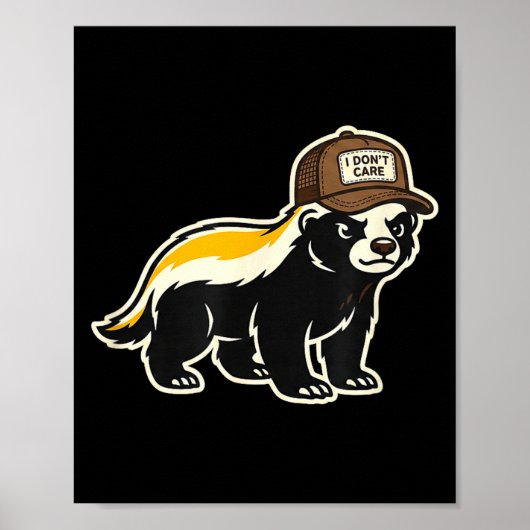 Honey Badger I Don't Care Trucker Funny Animal Art ポスター (正面)