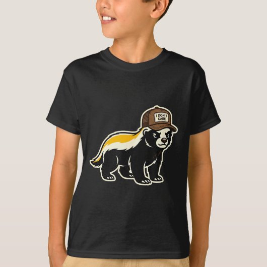 Honey Badger I Don't Care Trucker Funny Animal Art Tシャツ (正面)