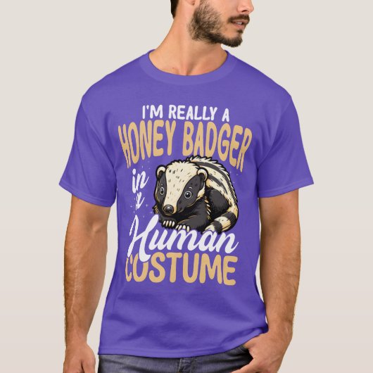 Honey Badger in Human Costume Funny vintage Tシャツ (正面)
