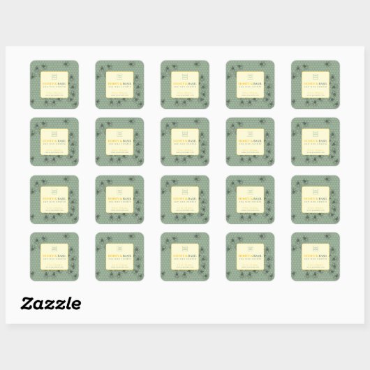 Honey & Basil Personalized Soy Wax Candle Label スクエアシール (シート)