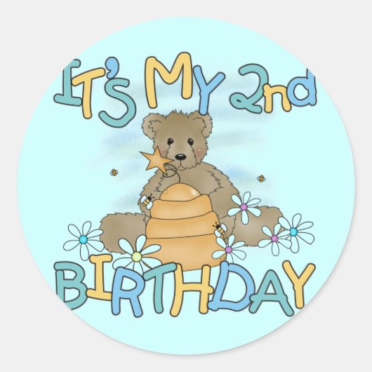 Honey Bear誕生日Tシャツとギフト ラウンドシール (正面)