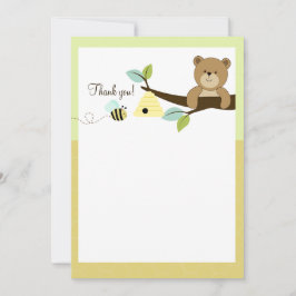 Honey Bear and Bee Flat Thank You notes ノートカード