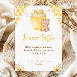 Honey Bear Baby Shower Diaper Raffle エンクロージャーカード