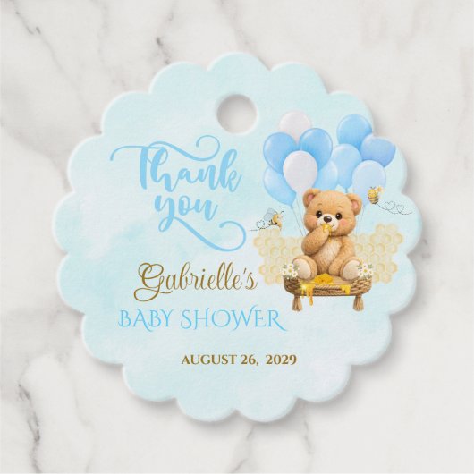 Honey Bear Baby Shower - Teddy Bear Baby Shower フェイバータグ (正面)