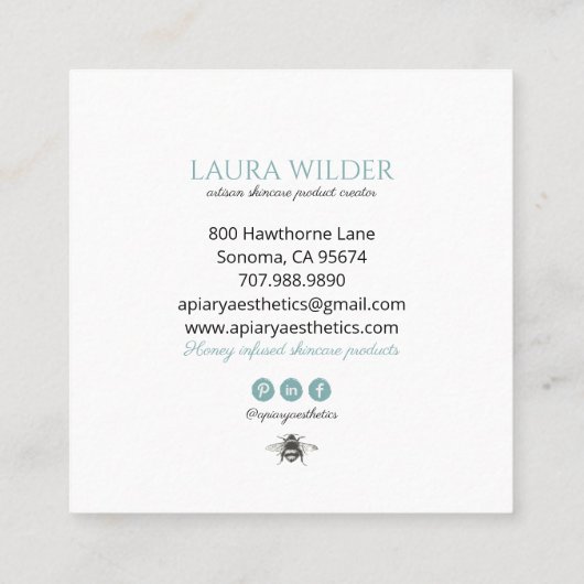 Honey Beauty Products スクエア名刺 (裏面)