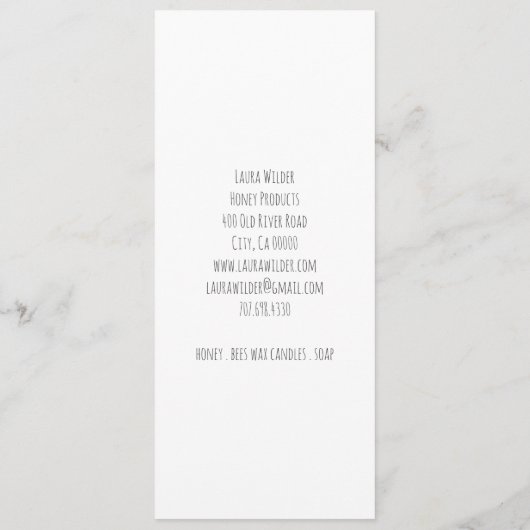 Honey Bee金ゴールドクラウンロゴ製品価格表 メニュー (裏面)