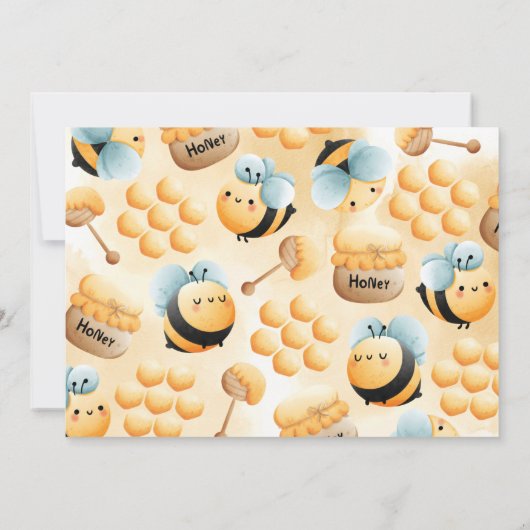 Honey Bee 1st Birthdayパーティーフォト招待状 招待状 (裏面)