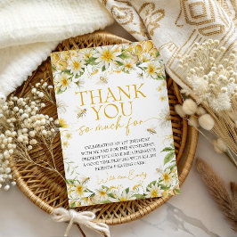 Honey Bee 1st Birthday Thank You Card 招待状