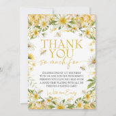 Honey Bee 1st Birthday Thank You Card 招待状 (正面)