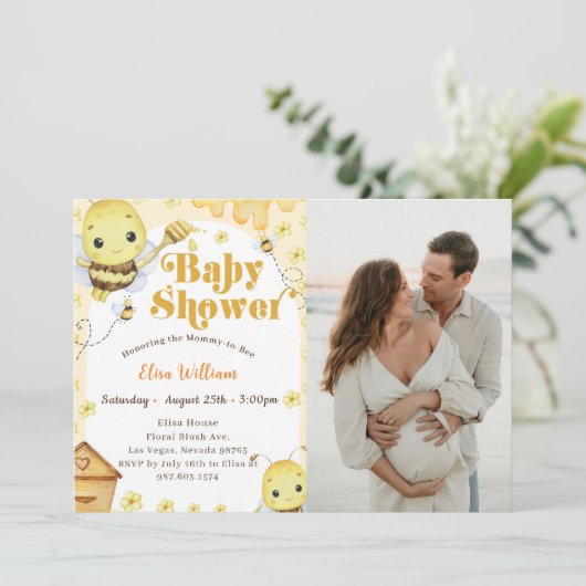 Honey Bee Baby Shower写真 招待状 (スタンド正面)